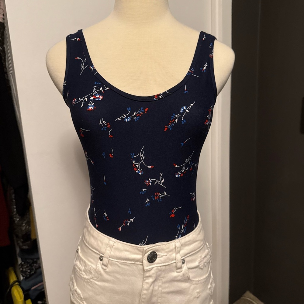 Ardene Navy Floral Bodysuit